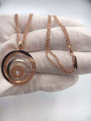 คุณภาพ สร้อยคอทองคำ 18K แบบเรียบง่ายสำหรับผู้หญิง Chopard Happy Spirit จี้พร้อมเพชร โรงงาน