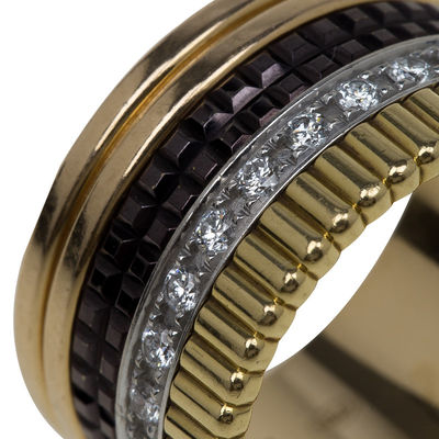 คุณภาพ 14.6 Gr Gold Jewellery เซรามิคสีดำ Simple Gold แหวนหินเซรามิคสีดำพร้อม VS Diamond โรงงาน
