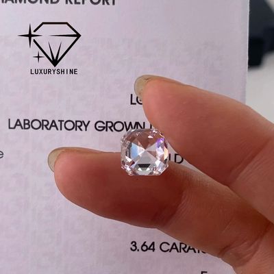 คุณภาพ LuxuryShine VVS-VS เพชรแล็บทรง Asscher ขนาด 0.1-10 กะรัต D-F สีขาว พร้อมใบรับรอง IGI 3EX Cut Stones โรงงาน