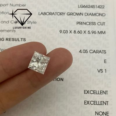 คุณภาพ LuxuryShine Princess Cut Lab เพชรเจริญ D-F สี VVS-VS พร้อมประกาศนียบัตร IGI เพชรเจริญตัดงานแต่ง Wholesale โรงงาน