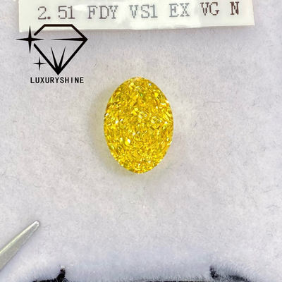 คุณภาพ LuxuryShine VVS-VS เพชรแล็บสีแฟนซีเยลโลว์/ไลท์เยลโลว์/แฟนซีอินเทนส์/วิivid เยลโลว์ 1 กะรัต 2 กะรัต 3 กะรัต 4 กะรัต 5 กะรัต ทรง Oval Excellent Cut พร้อมใบรับรองและเครื่องประดับสั่งทำพิเศษ โรงงาน