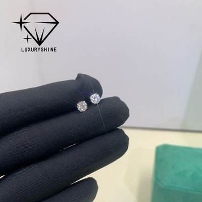 ต่างหูสตั๊ดเพชรกลม LuxuryShine Lab Grown Diamond VVS2/VS1 Clarity ทองคำแท้ 18K เครื่องประดับสั่งทำพิเศษ พร้อมใบรับรอง IGI ต่างหูแฟชั่น ของขวัญวันวาเลนไทน์