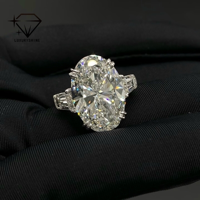 Luxuryshine Oval Cut VVS/VS Lab Grown Diamond 10CT แหวนซอลิเทียร์ 18K ทองคําแท้ พระเครื่องตามสั่ง พร้อมรับรอง IGI