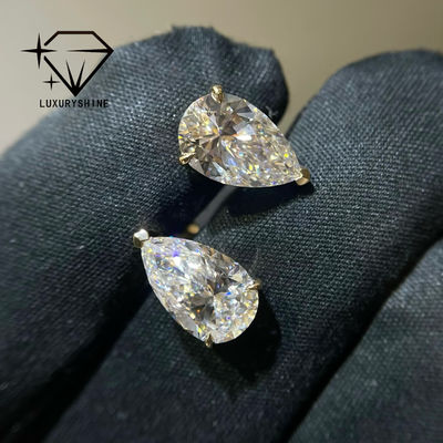 คุณภาพ 18K ทอง Pear Cut Lab พอกเพชร Stud หูข้อมือ VVS-VS ความชัดเจน โรงงาน