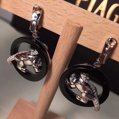 คุณภาพ เพชร ทอง 18K ต่างหู เครื่องประดับ PanthèRe De ทองคำขาว มรกต Jade Onyx โรงงาน