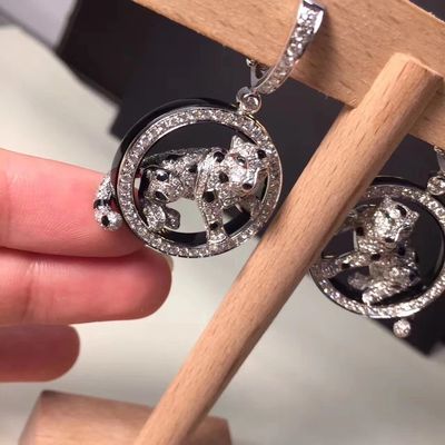 คุณภาพ เพชร ทอง 18K ต่างหู เครื่องประดับ PanthèRe De ทองคำขาว มรกต Jade Onyx โรงงาน