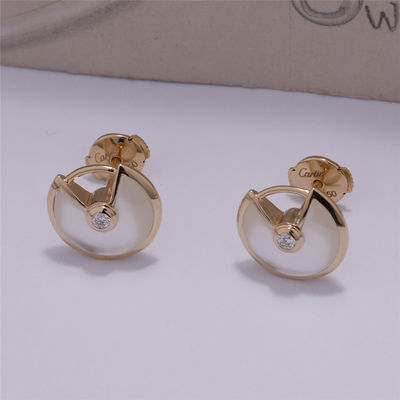 คุณภาพ Xs รุ่นสีเหลืองทอง Amulette De ต่างหูสตั๊ดกับ White Mother Of Pearl โรงงาน