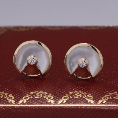 คุณภาพ Xs รุ่นสีเหลืองทอง Amulette De ต่างหูสตั๊ดกับ White Mother Of Pearl โรงงาน