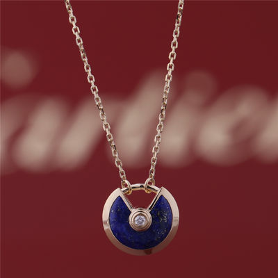 คุณภาพ สร้อยคอพระเครื่องทองคำรุ่น Xs พร้อมเพชร Lapis Lazuli โรงงาน