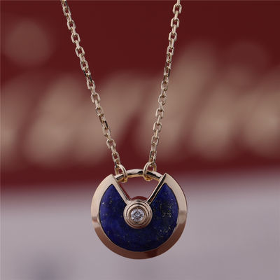 คุณภาพ สร้อยคอพระเครื่องทองคำรุ่น Xs พร้อมเพชร Lapis Lazuli โรงงาน