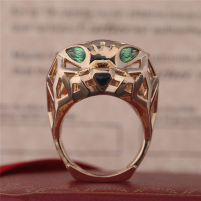 คุณภาพ PanthèRe De Cartier Ring สีเหลืองทอง Tsavorite Garnets Onyx โรงงาน