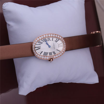 คุณภาพ นาฬิกาแบรนด์หรูทอง 18K Rose Gold นาฬิกาผู้หญิงพร้อมเข็มขัดหนังเพชร โรงงาน