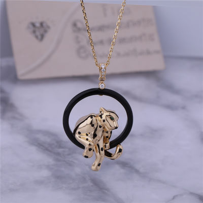 คุณภาพ PANTHÈRE DE NECKLACE YELLOW GOLD เซรามิคแล็คเกอร์ TSAVORITE GARNET DIAMONDS โรงงาน