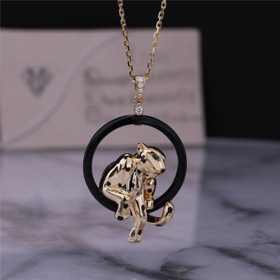 คุณภาพ PANTHÈRE DE NECKLACE YELLOW GOLD เซรามิคแล็คเกอร์ TSAVORITE GARNET DIAMONDS โรงงาน