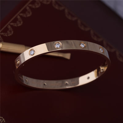 คุณภาพ New York Classic Love Bangle 10 Diamonds Love Bracelet Thick Model in 18K Yellow Gold Luxury Jewelry โรงงาน