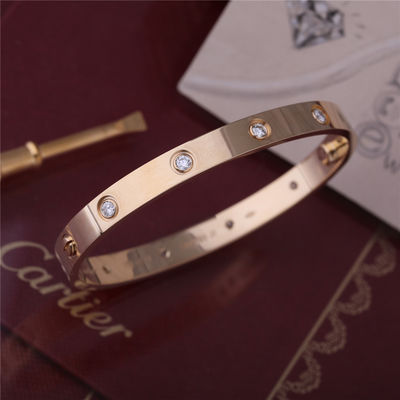 คุณภาพ New York Classic Love Bangle 10 Diamonds Love Bracelet Thick Model in 18K Yellow Gold Luxury Jewelry โรงงาน