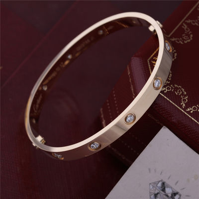 คุณภาพ New York Classic Love Bangle 10 Diamonds Love Bracelet Thick Model in 18K Yellow Gold Luxury Jewelry โรงงาน