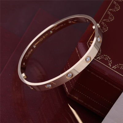 คุณภาพ New York Classic Love Bangle 10 Diamonds Love Bracelet Thick Model in 18K Yellow Gold Luxury Jewelry โรงงาน