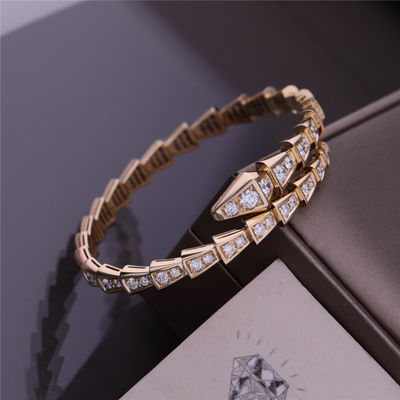 คุณภาพ สร้อยข้อมืองูสีเหลืองทอง 18K Serpenti Viper One Coil Thin Bracelet โรงงาน