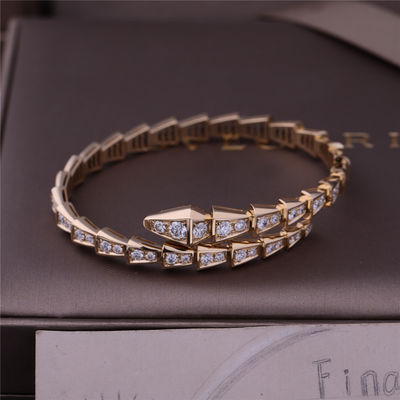 คุณภาพ สร้อยข้อมืองูสีเหลืองทอง 18K Serpenti Viper One Coil Thin Bracelet โรงงาน