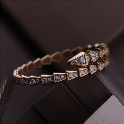คุณภาพ สร้อยข้อมืองูสีเหลืองทอง 18K Serpenti Viper One Coil Thin Bracelet โรงงาน