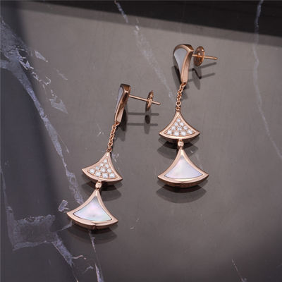 คุณภาพ 3 Motifs ต่างหูทอง 18K Roma Designer ยี่ห้อ DIVAS' DREAM ต่างหู Pink Gold โรงงาน
