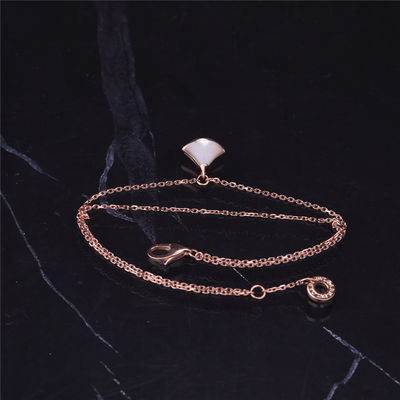 คุณภาพ 1 Motif White Mother Pearl สร้อยข้อมือ Rose Gold พร้อมจี้ 18K Rose Gold โรงงาน