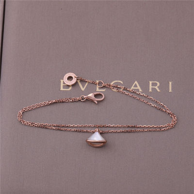 คุณภาพ 1 Motif White Mother Pearl สร้อยข้อมือ Rose Gold พร้อมจี้ 18K Rose Gold โรงงาน