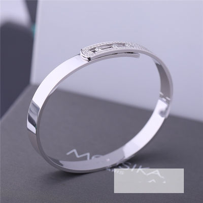 คุณภาพ สร้อยข้อมือเพชรทองคำขาว Paris Jewelry 4.5mm Width โรงงาน