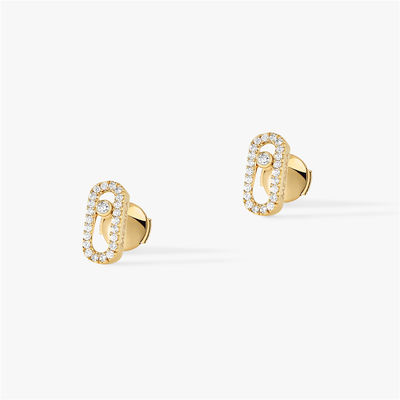 คุณภาพ เครื่องประดับปารีสสุดหรูสำหรับผู้หญิง Luxury Jewelry 18K สีเหลืองทอง Move Uno Diamond Earrings โรงงาน