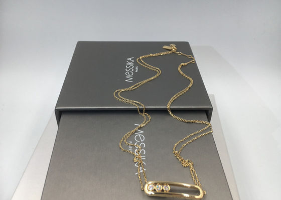 คุณภาพ สร้อยคอโซ่คู่ Paris Jewelry18K สีเหลืองทองไม่มีอัญมณีที่มีรูปร่างอาน โรงงาน