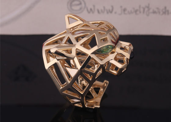คุณภาพ PanthèRe De Cartier Ring สีเหลืองทอง Tsavorite Garnets Onyx โรงงาน